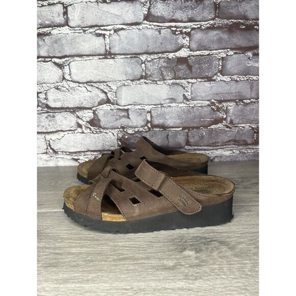 Spring Step Brown Suede Leather Cork Slide Wedge Sandals Women’s Sz 39EU/8.5M US - Picture 13 of 16